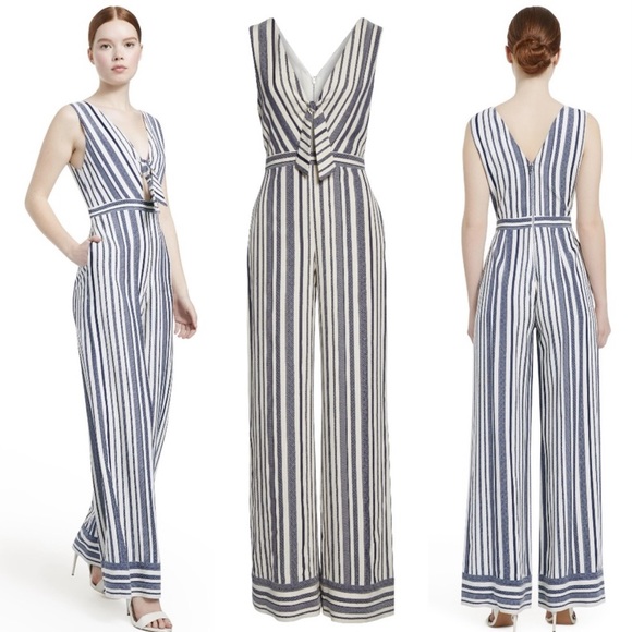 Alice + Olivia blue and white striped jumpsuit - Picture 4 of 7
